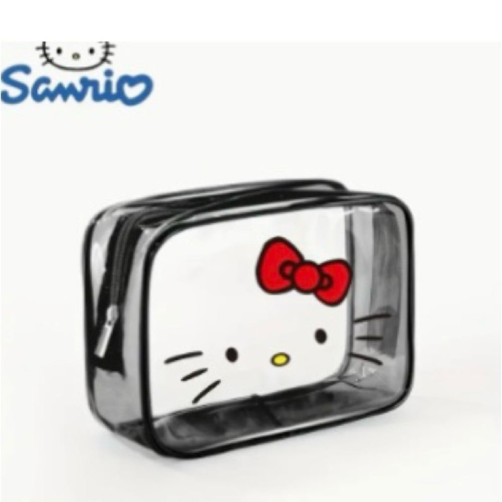 Sanrio HELLO KITTY Cosmetic bag Transparent with black trim. Listing is for 1 - Picture 1 of 4